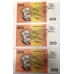 AUSTRALIA 1991 . TWENTY 20 DOLLAR BANKNOTES . FRASER/COLE . CONSECUTIVE TEN